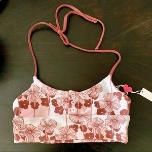NWT Lolli Swim Women's Daisy Dream Lover Button Down Halter Bikini Top Sz S
